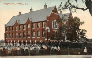 VICTORIA, BC Canada  HIGH SCHOOL Girl Students & Boy Students  c1910's Postcard