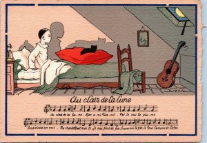 postcard french song lyric   Au Clair de la Lune