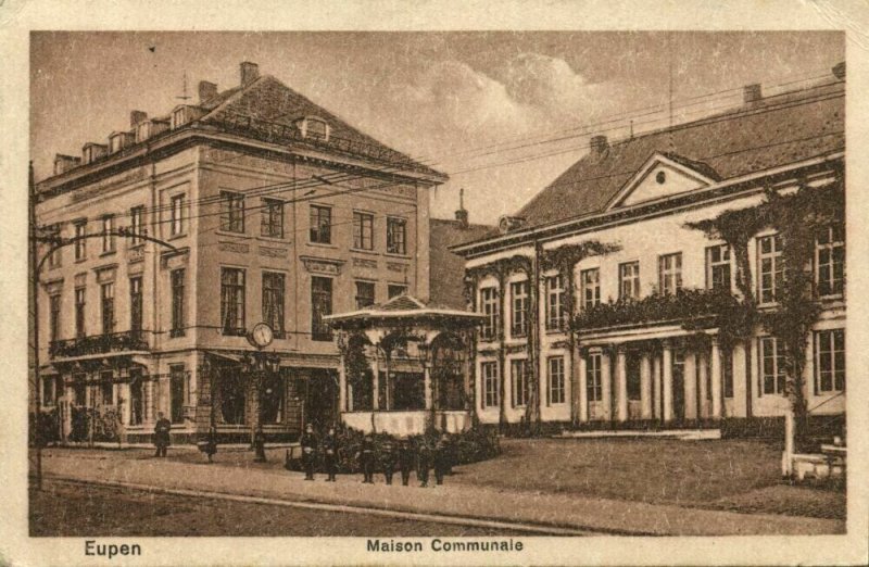 belgium, EUPEN, Maison Communale, Communal House, Bandstand (1922) Postcard