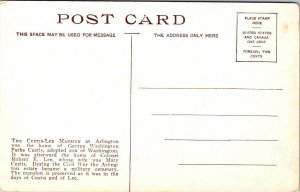 Historic Custis Lee Mansion Arlington Virginia Front View Flowers DB Postcard 