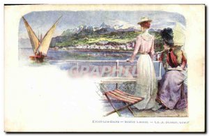 Old Postcard Evian les Bains Source Cachat elegant women