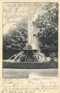 Bremen Germany 1912 Postcard Burgerpark Marksbrunnen