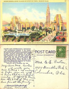 Sunken Gardens, Exhibit Palaces and Exposition Tower, Treasure Island, Gold G...