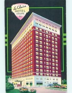 Unused 1950's LE CLAIRE HOTEL Moline Illinois IL Q5880