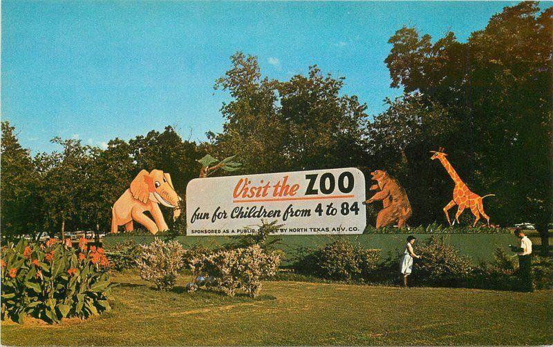 Entrance Fort Worth Texas Zoological Park 1950s Postcard Stryker 13620