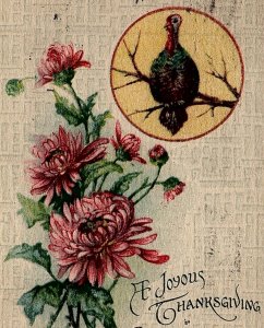 1919 A JOYOUS THANKSGIVING TURKEY FLOWERS IDAHO FALLS  POSTCARD 34-67