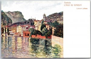 Torbole Lago di Garda Landori Pittori Italy Buildings on Mountains Postcard