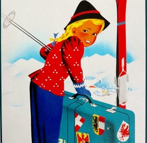 Austria Winter Postcard Skiing Unused Unposted Vintage Poster Reprint E59