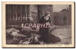 Postcard Old Gian Maria Visconti murdered in front of the church of St Gotthard