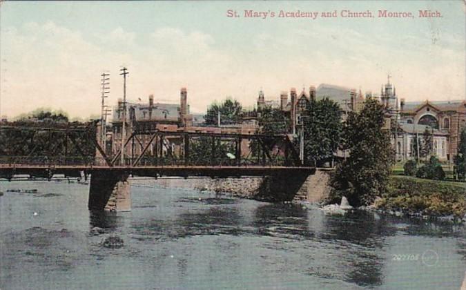 Michigan Monroe St Mary's Academy and Church 1910