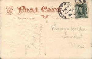 Christmas Santa Claus Holly Border c1910 Vintage Postcard