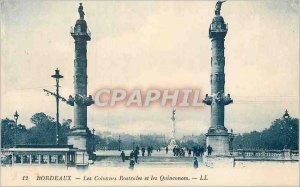 Postcard Old Bordeaux Rostral Columns and Quinconces Tramway