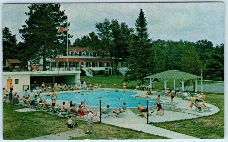 EAGLE RIVER, Wisconsin  WI   Roadside  EAGLE WATERS RESORT Pool  1974   Postcard