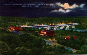 Virginia Radford Moonlight Scene Of The New Southwest Virginia Memorial Bridge