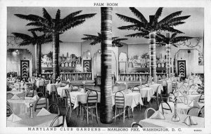 Washington DC Maryland Club Gardens Palm Room Vintage Postcard AA55741