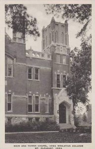 Iowa Mt Pleasant Main and Tower Chapel Iowa Wesleyan College Albertype