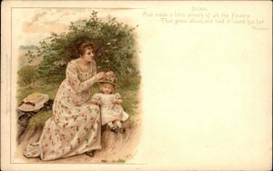 Mother & Daughter Cute Little Hat Dora - Tennyson Tuck 484 Postcard c1905