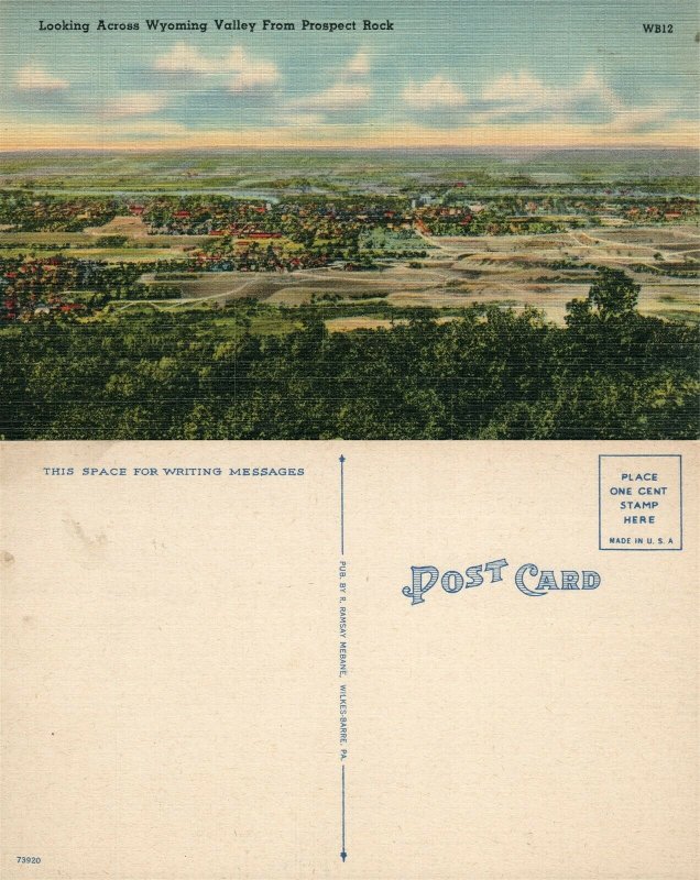 WYOMING VALLEY FROM PROSPECT ROCK PA VINTAGE POSTCARD