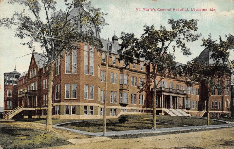 Lewiston, ME Maine ST MARIE'S GENERAL HOSPITAL Androscoggin County 1912 Postcard