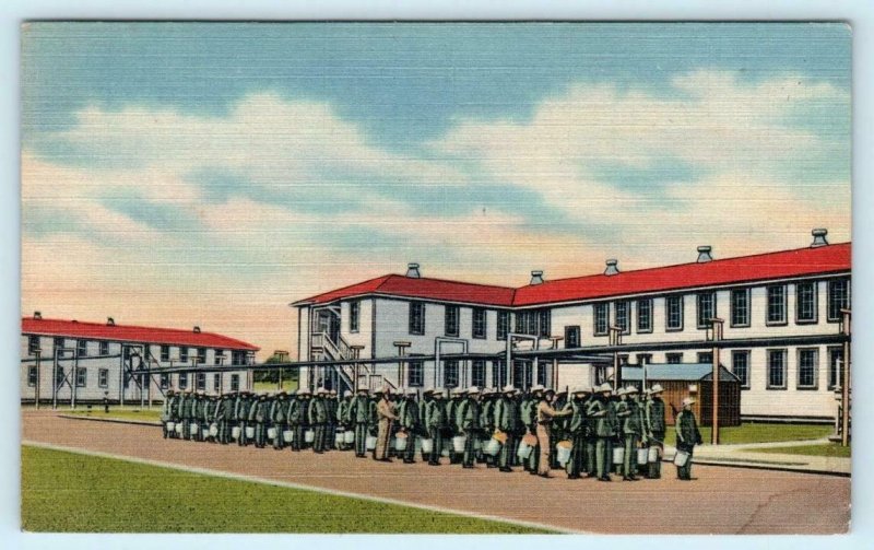 2 Postcards PARRIS ISLAND, SC~ Marine Corps RECRUITS WASH CLOTHES c1940s WWII 