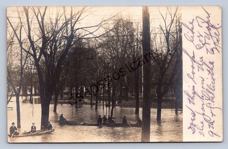 J99/ Portsmouth Ohio RPPC Postcard c1907 Flood Disaster Boats 377
