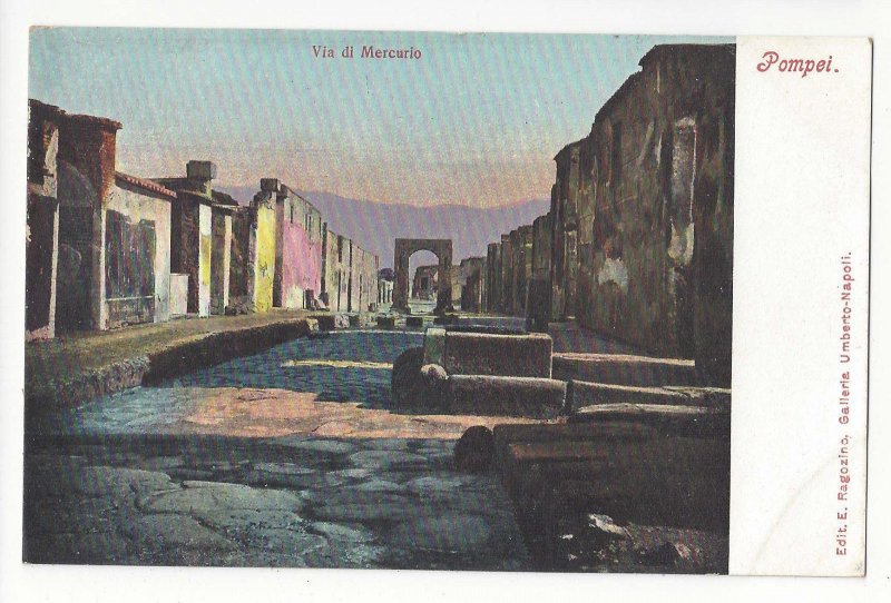 Italy Naples Pompei Pompeii Via di Mercurio Vtg Ragozino Postcard UDB ca 1905