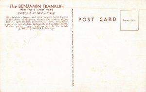 Postcard The Benjamin Franklin Hotel Philadelphia Pennsylvania