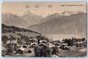 Bern Switzerland Postcard St. Beatenberg Eiger Monch Jungfrau c1910 Antique
