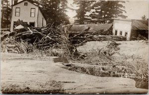 1911 Flood Damage Black River Falls WI Wrecked Buildings Hansen RP Postcard E87