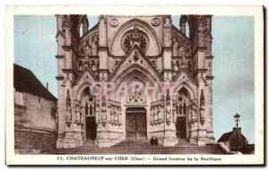 Old Postcard Chateauneuf sur Cher Great Basilica pediment