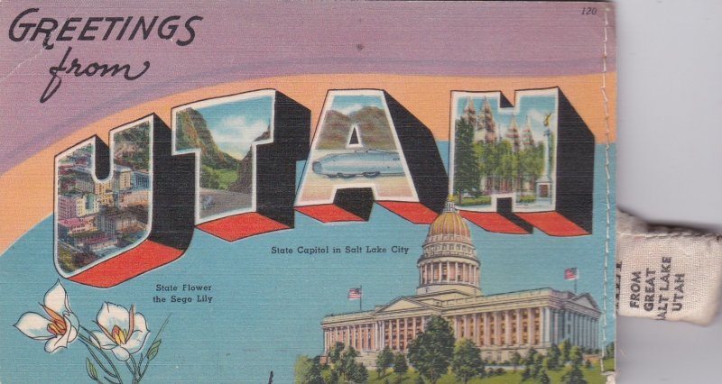 Greetings From Utah Large Letter Linen