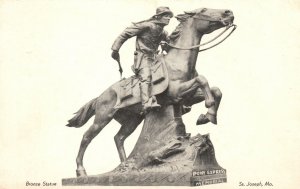 Vintage Postcard The Pony Express Historical Bronze Statue St. Joseph Missouri