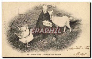 Old Postcard Gardeuse Chevre d & # 39oies old costume marchoise