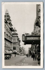 LOS ANGELES CA CHINATOWN GRANT AVE SHANGHAI VINTAGE REAL PHOTO POSTCARD RPPC