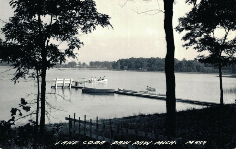 USA Lake Cora Paw Paw Michigan RPPC 04.95