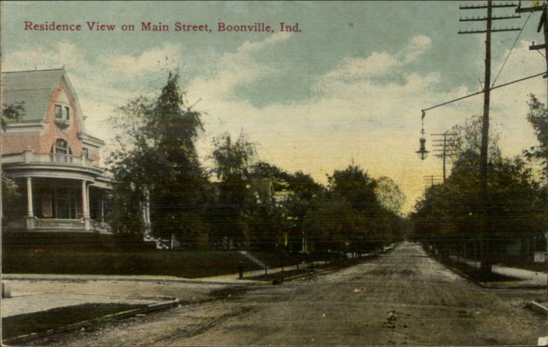 Boonville IN Main St. Home c1910 Postcard