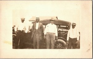 RPPC Men in Front of Car with Peoria Pennant c1911 Vintage Postcard O29