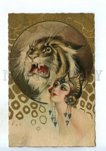 532136 CHIOSTRI Lady Dancer WILD CAT Tiger ART DECO Vintage BALLERINI #320