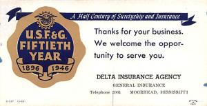 Delta Insurance Agency Non Postcard Backing Advertising Unused 