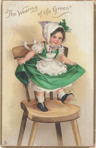 The Wearing Of The Green Antique Irish Child Ireland Postcard