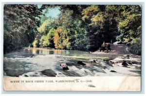 1910 Scene River Classic Car Dirt Road In Rock Creek Park Washington DC Postcard