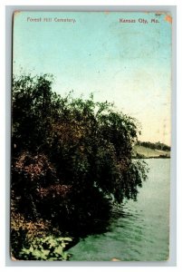 Vintage 1910's Postcard River in the Forest Hill Cemetery Kansas City Missouri