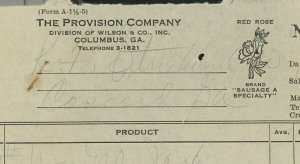 1947 The Provision Company Columbus GA Red Rose Sausage 331