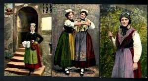 FR11a Germany (3) cards 1900s  Folklore Woman pair  Odenwalder Volkstrachten