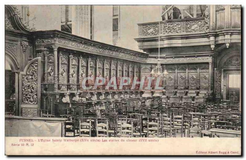 Old Postcard Furnes L & # 39eglise St. Walburga choir stalls