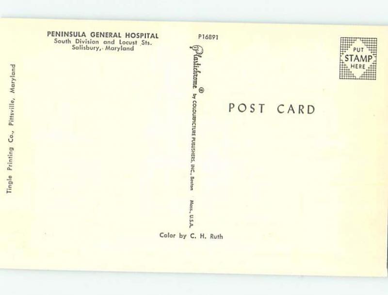 Unused Pre-1980 PENINSULA GENERAL HOSPITAL Salisbury Maryland MD W2679@