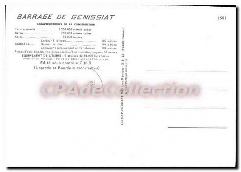 Postcard Old Dam Genissiat