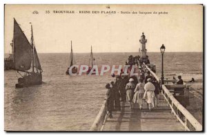 Old Postcard Trouville Queen of Beaches Fishing boats out of