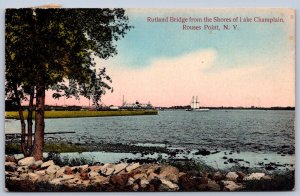 K32/ Rouses Point New York Postcard c1910 Rutland Bridge Boats 791
