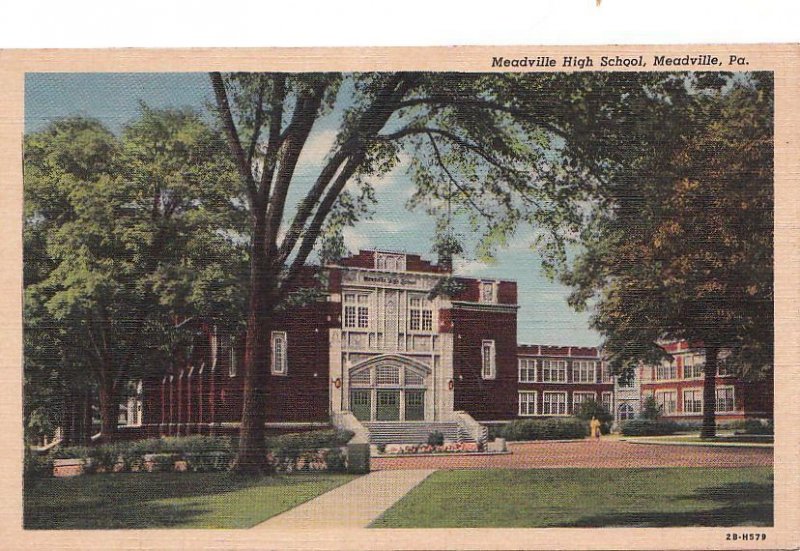 Postcard Meadville High School Meadville PA